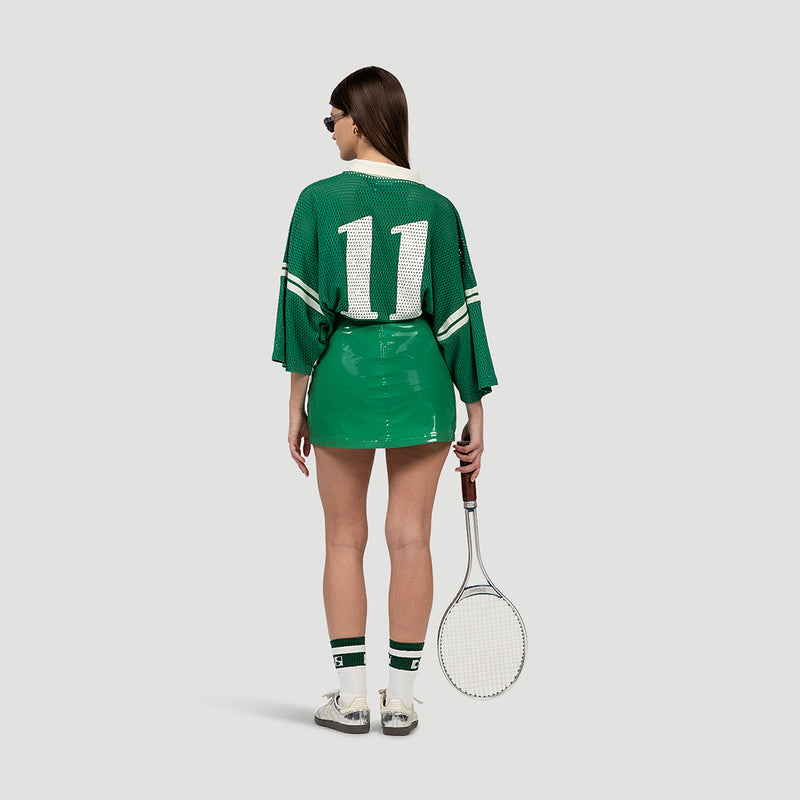 Patent tennis skirt